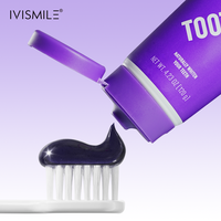 Dentifrice blanchissant violet naturel OEM/ODM personnalisé, faible usure, non irritant, pour les dents jaunes