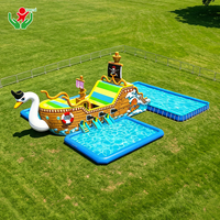 Tobogán Acuático Inflable Pirata Ladrón Volador, Castillo Pirata con Piscina de Chapoteo, PVC Resistente para Niños, Alquiler para Fiestas de Carnaval