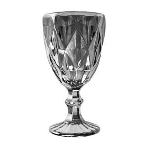 Factory 11oz Glassware Engraved Amber Ribbed Wine Glasses Vintage Champagne Flute Custom Color Goblet For Wedding Decor