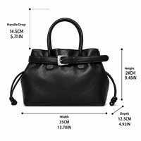Sac fourre-tout noir grande capacité en cuir PU style japonais vintage pour femme, avec poignée supérieure et ceinture, étanche, vente en gros