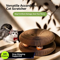 Nützlicher Magnetischer Akkordeon-Runder Katzenkratzer Wellpappe Glockenspielzeug für Katzen zum Selbstspielen Bissresistent