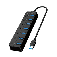 Adaptateur Hub USB Multi-Ports Haute Vitesse 7 Ports avec Interrupteurs Individuels Marche/Arrêt, Répartiteur USB Portable pour Ordinateur Portable