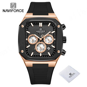 Naviforce นาฬิกาผู้ชายแบบดั้งเดิมนาฬิกาโครโนกราฟสายซิลิโคนกันน้ำนาฬิกาผู้ชายนาฬิกาควอตซ์ปฏิทิน - Product Image 6