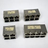 Conector Ethernet LITE 2x4 RJ45 Hembra con Entrada Inferior, Carcasa PA46, Blindado, 8P8C, Cat5, Cat5e, Cat6, Cat7, Contactos 3u Chapados en Oro