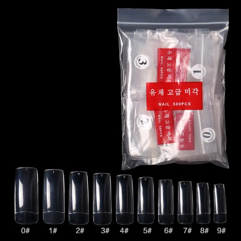 Wholesale 500 pcs /bag Transparent False Nails Artificial Finger Nails Half Cover Nail Tips