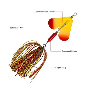 เหยื่อปลอมแบบ Spinnerbait สีสันสดใส ทนทานต่อการเกี่ยวขาด <span class=keywords><strong>หัว</strong></span>จิ๊กแบบมีหนวด ทำจากซิลิโคนไฟเบอร์เนื้อนุ่ม สำหรับตก<span class=keywords><strong>ปลา</strong></span>ในทะเลสาบและน้ำเค็ม - Product Image 1