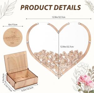 Libro de Visitas para Boda DIY de Alta Calidad con Caja de Madera en Forma de Corazón de 30x30cm, Alternativa Acrílica de Diseño Moderno para Firmas y Recuerdos - Product Image 2