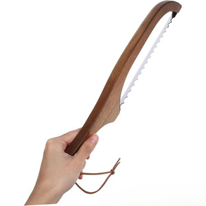 Couteau à <span class=keywords><strong>pain</strong></span> manuel en acier inoxydable avec lame en forme d'arc pour <span class=keywords><strong>pain</strong></span> fait maison, <span class=keywords><strong>pain</strong></span> au levain, bagels, baguettes, manche en bois d'acacia - Product Image 3