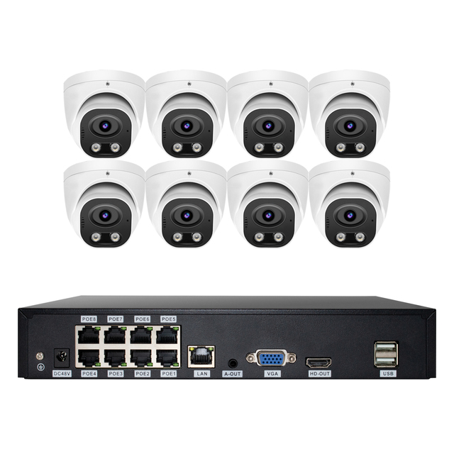 8CH POE CCTV Outdoor Security System with AI Face Recognition & Two-Way Audio Waterproof Phone Connectable Security Camera