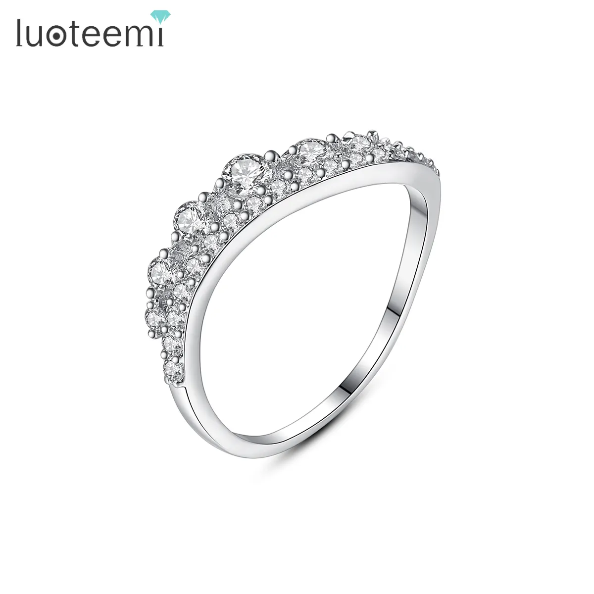 LUOTEEMI Zircon Jewelry New Fashion Lady AAA Zircon Micro Inlay Iced Modern Ladies Wedding Ring