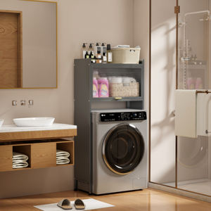 Gabinete de almacenamiento de acero y vidrio para sala de lavado, estante de almacenamiento colgante de pared para suelo de baño, estante de almacenamiento sobre <span class=keywords><strong>lavadora</strong></span>, inodoro - Product Image 4