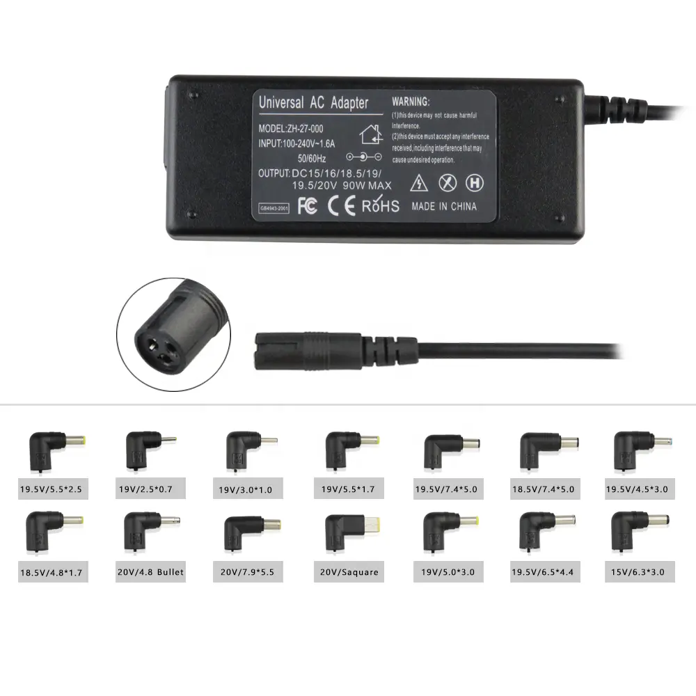 CE FCC ROHS 90w Universal Travel Laptop Charger With 8~12 Tips For HP/De Ll /Asus/Acer/Samsung/Lenovo Laptop Adapter