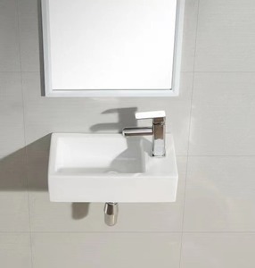 <span class=keywords><strong>Lavabo</strong></span> Rettangolare Moderno Sospeso a Parete con Foro Singolo, Lavandino da <span class=keywords><strong>Bagno</strong></span> in Ceramica di Piccole <span class=keywords><strong>Dimensioni</strong></span> per Lavaggio Mani - Product Image 3