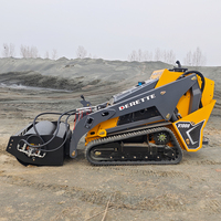 Mini-chargeuse compacte diesel Derette V1000 avec moteur Kubota 25 CV, homologuée EPA, avec chargeur frontal et accessoire rouleau compresseur