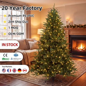 En stock usine, 1 MOQ, Prêt à expédier, Arbre de Noël artificiel réaliste, sans interstices, pré-éclairé par LED, vertical, pour intérieur, 4-10 pieds - Product Image 1