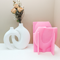 Moule en silicone HY pour vase abstrait géométrique, pot de fleurs, plâtre, ciment, béton