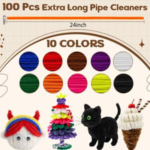 Kit d'activités créatives modernes pour enfants, à faire soi-même, avec brossettes en polyester pour la création d'ornements en forme de crème glacée et de décorations de fête d'anniversaire - Product Image 3