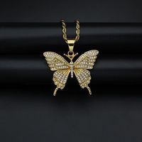 Collier Hip hop scintillant en acier inoxydable 2022, collier papillon, strass en cristal, pour l'été, Design de bijoux, nouveau Design