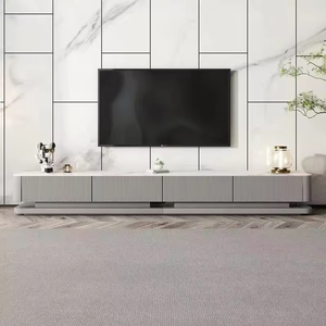 Mueble de TV Moderno y Lujoso, Juego de Mesa de Centro con Superficie de Piedra Blanca para Sala de Estar de Hotel, Mueble Elegante para el Centro de la Sala - Product Image 4
