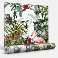 Papier peint floral forêt tropicale imperméable pour la décoration intérieure de la maison, de l'hôtel, du bureau, de la chambre à coucher, style européen