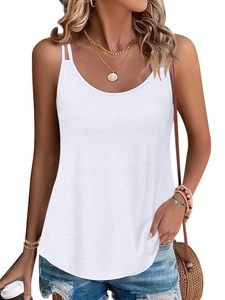 Camiseta sin mangas con cuello en U y tirantes ajustables para mujer, estilo holgado y fluido, casual, básica - Product Image 5