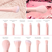 Ensemble de pinceaux de maquillage rose avec éponge, outils de beauté combinés, recourbe-cils, outils de maquillage populaires pour femmes, éponge nettoyante