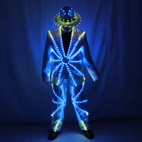 RICHSHINING Costume de scène pour adulte avec lumière LED RVB Vêtements de danse lumineux pour les bars de boîte de nuit et les fêtes Décorations de fête