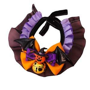 Accesorios de Encaje para Mascotas con Diseño de Murciélago y Calabaza para Halloween, Estilo Festivo, Universal para Perros y Gatos, Collar Ajustable Tipo Bandana - Product Image 1