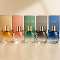 Flacon de parfum vide de haute qualité, aspect cartoon, 100 ml, flacon en verre transparent, col bouclé, flacon pulvérisateur de parfum avec bouchon sphérique
