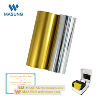 MASUNG 110mm 100m Pita Transfer Termal Emas untuk Printer Label Gulungan Pita Emas Metalik Premium