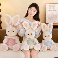 Peluche Lapin Blanc Vintage Français en Gros, Jouet en Peluche Kawaii, Poupée Lapin Habillée, Animal en Peluche Doux avec Robe en Dentelle, Cadeau d'Anniversaire