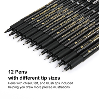 Mobee P-621A12 Marqueur de calligraphie de haute qualité Vente en gros Offre Spéciale LOGO personnalisé Ensemble de stylos marqueurs pour le dessin des étudiants