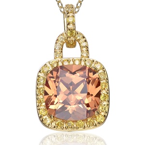 TD Collette Z Cubic zirconi ciondoli ciondoli collana chiaro ambra bruciata con placcatura in oro ciondoli in argento Sterling