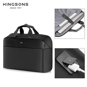 Kingsons Laptop <b>Briefcase</b> 15.6 Inch Polyester Business Travel Bag With Charging Port Unisex - Product Image 1