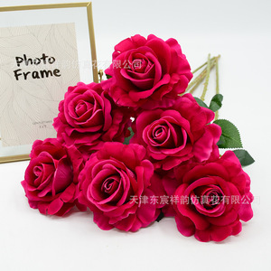 Rose artificielle en velours Dongchen Arts Crafts, tige unique, rose, polyester, pour la Saint-Valentin, les mariages et la décoration - Product Image 3