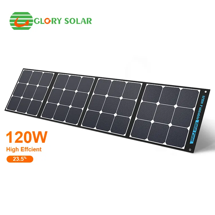 Glory Solar120W単結晶防水ファブリックポータブル折りたたみ式ブランケット120W折りたたみ式折りたたみ式ソーラーパネル