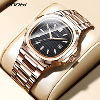 Jam Tangan Pria Rose Gold Dial Hitam dengan Penanda Tanggal dan Tali Rantai