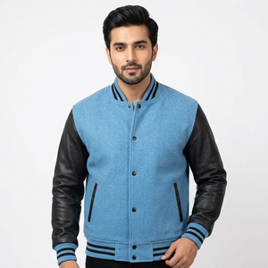 Veste bomber universitaire en toile de haute qualité pour homme, col carré, en polaire, nouvelle arrivée pour l'hiver - Product Image 1