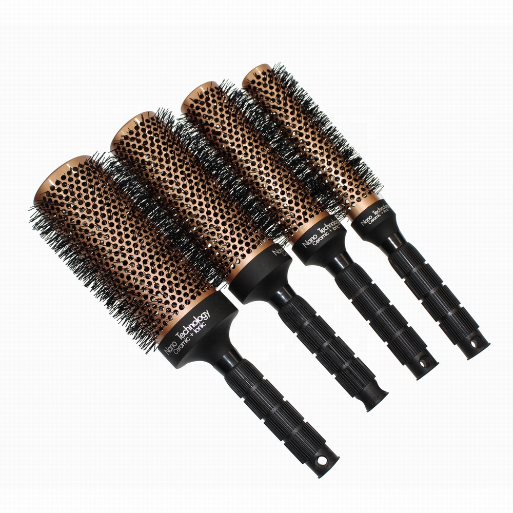 Стильная длинная щетка для салона под заказ, ионизированная круглая щетка для нагрева волос, щетина кабана, термощетка для сушки волос