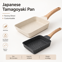 Poêle à Tamagoyaki japonaise carrée personnalisée, directement de l'usine, avec poignée en bois grainé