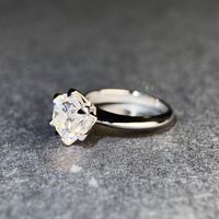Bague en moissanite à six griffes de la marque T, modèle classique en argent 925, moissanite couleur D, plaquée platine PT950, fabriquée par le fabricant