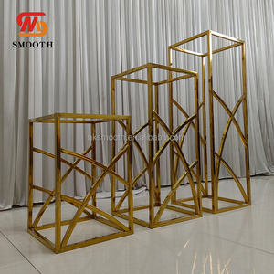 SMOOTH Gold <b>Square</b> Metal Plinths Wedding Flower Stand Party Dessert Table Centerpieces for Party Events Decoration - Product Image 2