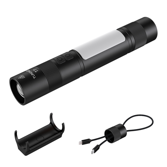 Multifunction Car Hammer Torch Emergency Escape Tool Window Breaker Cutter Rechargeable Super Bright Hunting Zoom Flashlight