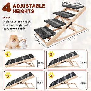Escaleras para mascotas de 4 escalones con asa, escaleras plegables de madera para mascotas, escalones para perros - Product Image 3