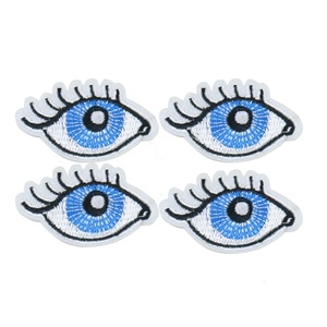Muestras gratuitas personalizadas, parche de bordado directo de fábrica, <span class=keywords><strong>ojos</strong></span> azules de <span class=keywords><strong>dibujos</strong></span> <span class=keywords><strong>animados</strong></span> - Product Image 6