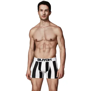 Schlanke elastische schwarz-weiße Muster bemalte Baumwolle Herren unterwäsche sexy Boxer