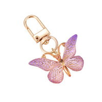 Porte-clés papillon dégradé en acrylique, pendentif arc-en-ciel, porte-clés mignon et tendance pour femmes, sac à main, cadeau