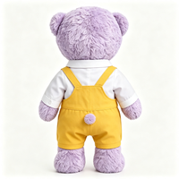 Ours en peluche personnalisé en coton PP, jouet ours violet de dessin animé avec tenue assortie, décoration, cadeau pour enfants