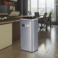 Poubelle électronique de cuisine 70L avec capteur et couvercle, en acier inoxydable anti-traces de doigts