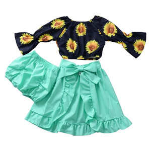 niña conjuntos top interior pantalones cortos <span class=keywords><strong>con</strong></span> tirantes faldas niños 3 piezas conjunto chico chica falda chica vestido - Product Image 2